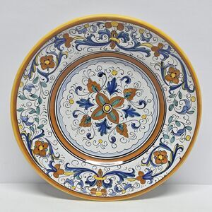 Vintage Italian Deruta Pottery 9.75" Floral Wall Plate Majolica Larce Orvieto